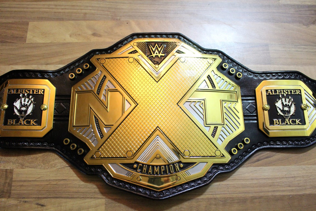NXT Black & Gold Championship Adult Sized Replica Belt Real Leather Send Out Strap