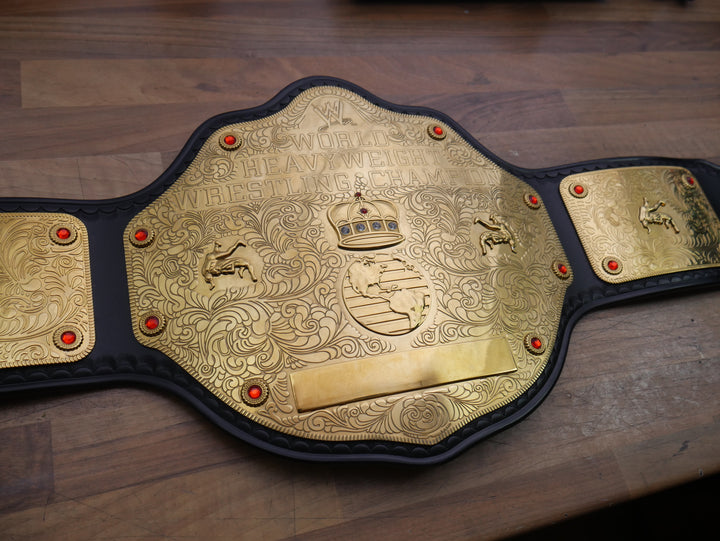 READY TO SHIP: Releathered & Restoned 2mm World Heavyweight Big Gold Championship Replica Title Belt