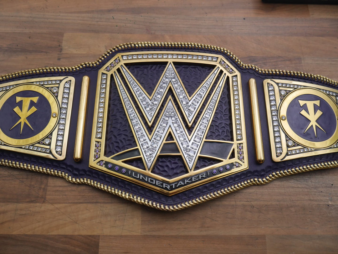 READY TO SHIP: Releathered &amp; Restoned Fully Upgraded Custom Undertaker "Big Logo" Championship Replica Title Belt