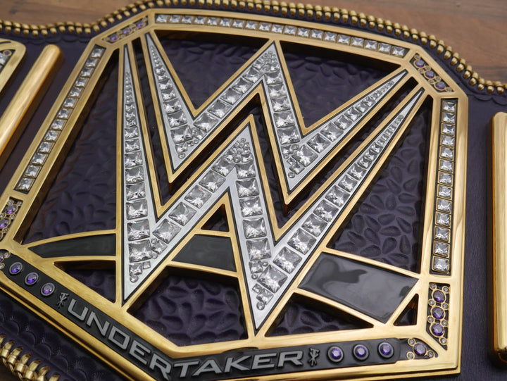 READY TO SHIP: Releathered &amp; Restoned Fully Upgraded Custom Undertaker "Big Logo" Championship Replica Title Belt