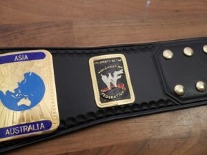 READY TO SHIP: Releathered & Restoned Original 2001 Attitude Era 'F Logo' Oval Intercontinental Adult-sized Replica Belt - Image 14