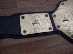 READY TO SHIP: Releathered & Restoned 2003 Big Gold Adult-sized Replica Belt - Image 8