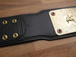 READY TO SHIP: Releathered & Restoned 2003 Big Gold Adult-sized Replica Belt - Image 9