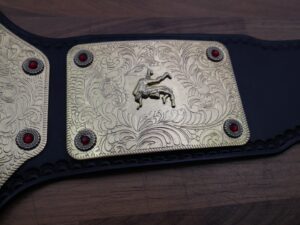 READY TO SHIP: Releathered & Restoned 2003 Big Gold Adult-sized Replica Belt - Image 12