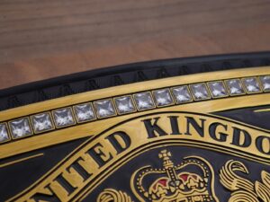 READY TO SHIP: Releathered & Restoned W/ Upgraded Fandu Side Bars NXT UK Championship Adult Sized Replica Belt - Image 4